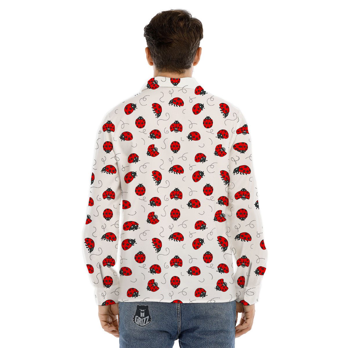 Ladybird Cartoon Print Pattern Men's Dress Shirts-grizzshop