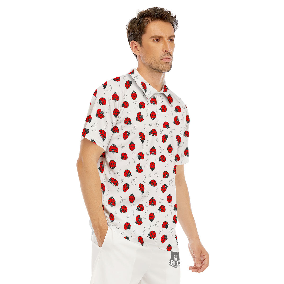 Ladybird Cartoon Print Pattern Men's Golf Shirts-grizzshop
