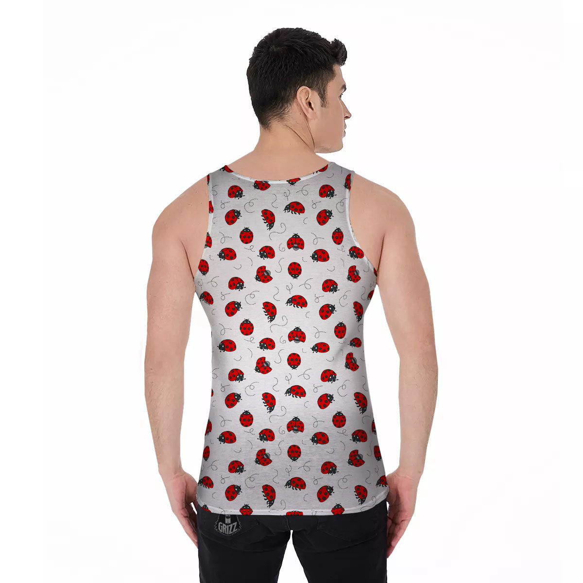 Ladybird Cartoon Print Pattern Men's Tank Top-grizzshop