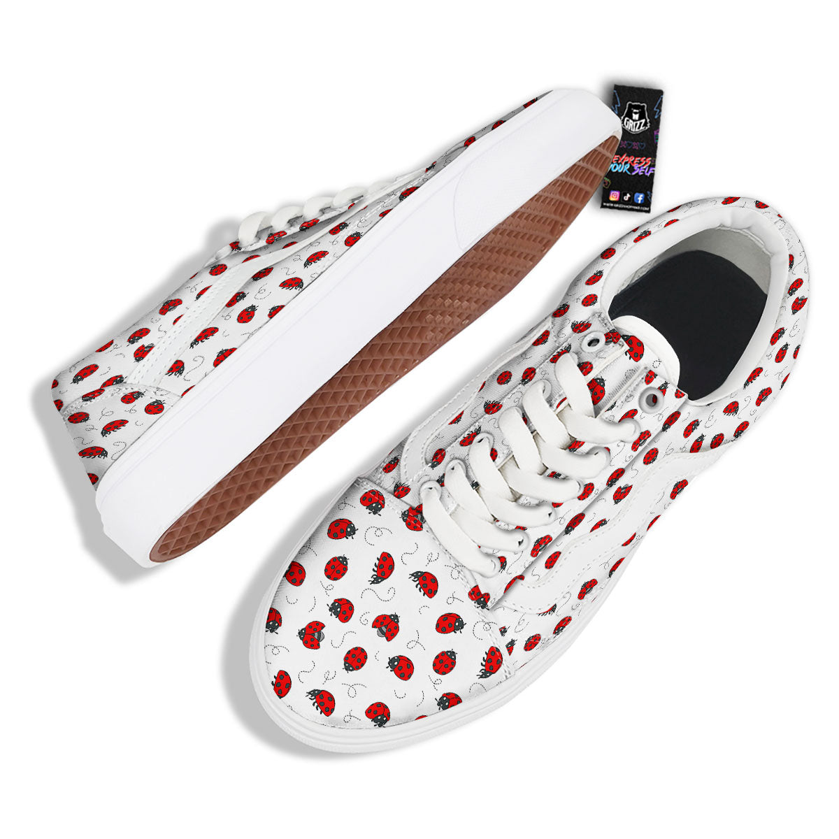 Ladybird Cartoon Print Pattern Skate Shoes-grizzshop