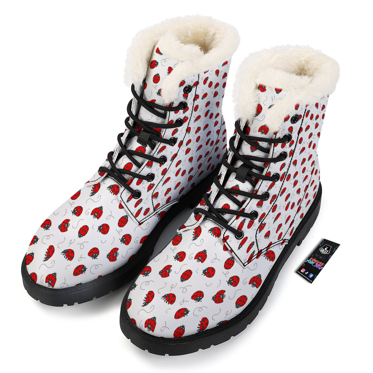 Ladybird Cartoon Print Pattern Winter Boots-grizzshop