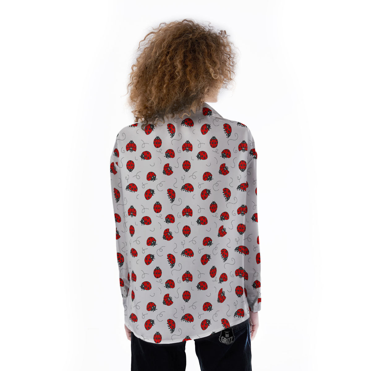 Ladybird Cartoon Print Pattern Women's Long Sleeve Shirts-grizzshop