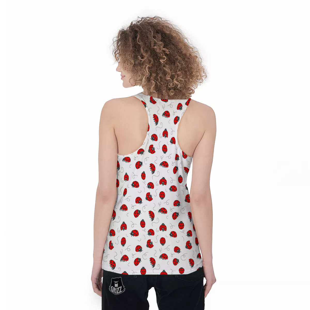 Ladybird Cartoon Print Pattern Women's Racerback Tank Top-grizzshop