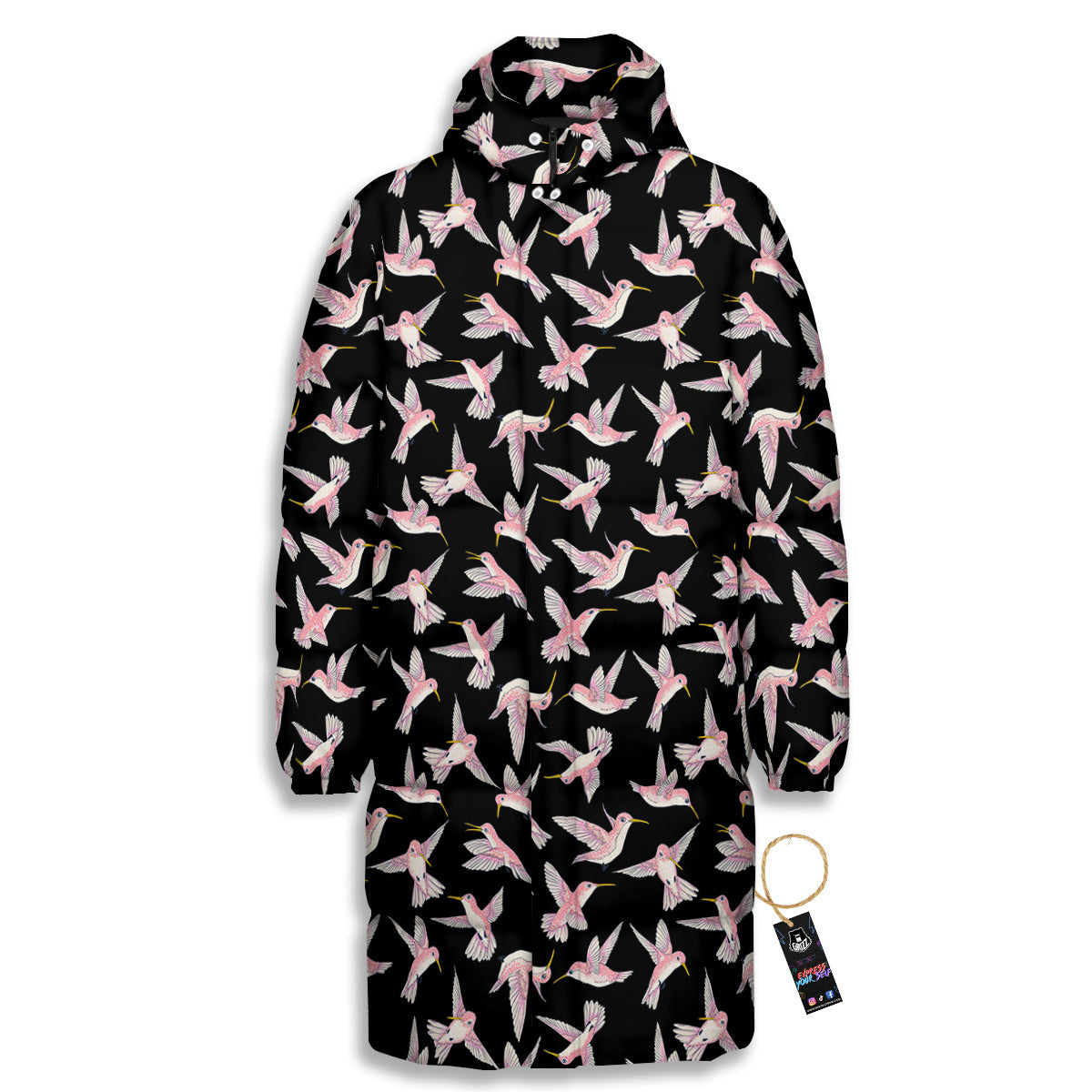Ladybird Cute Print Pattern Long Down Jacket-grizzshop