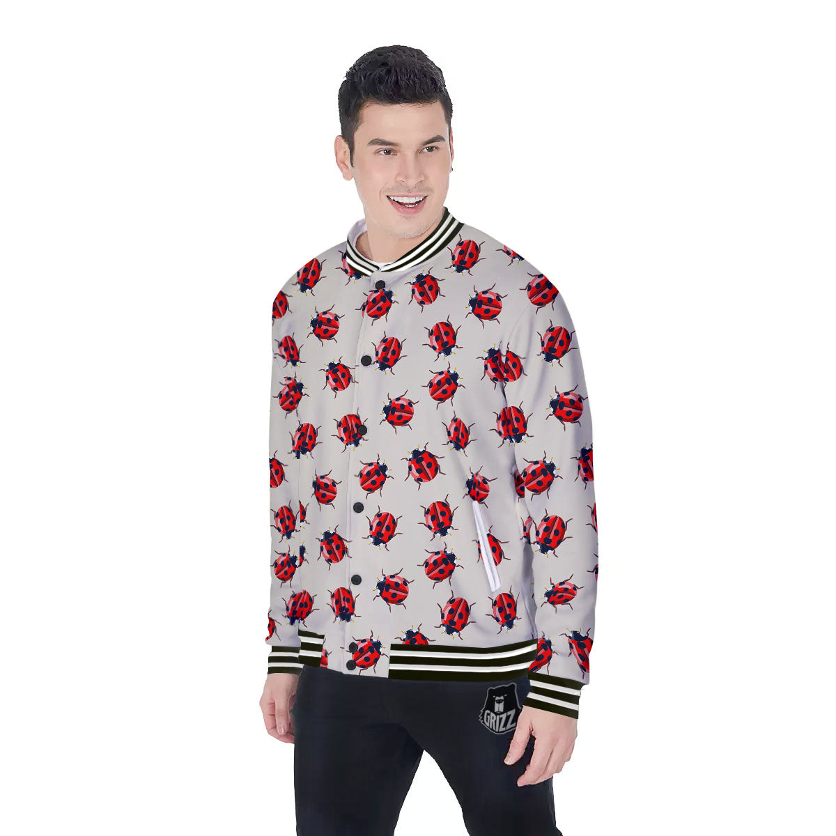 Ladybird Little Print Pattern Baseball Jacket-grizzshop