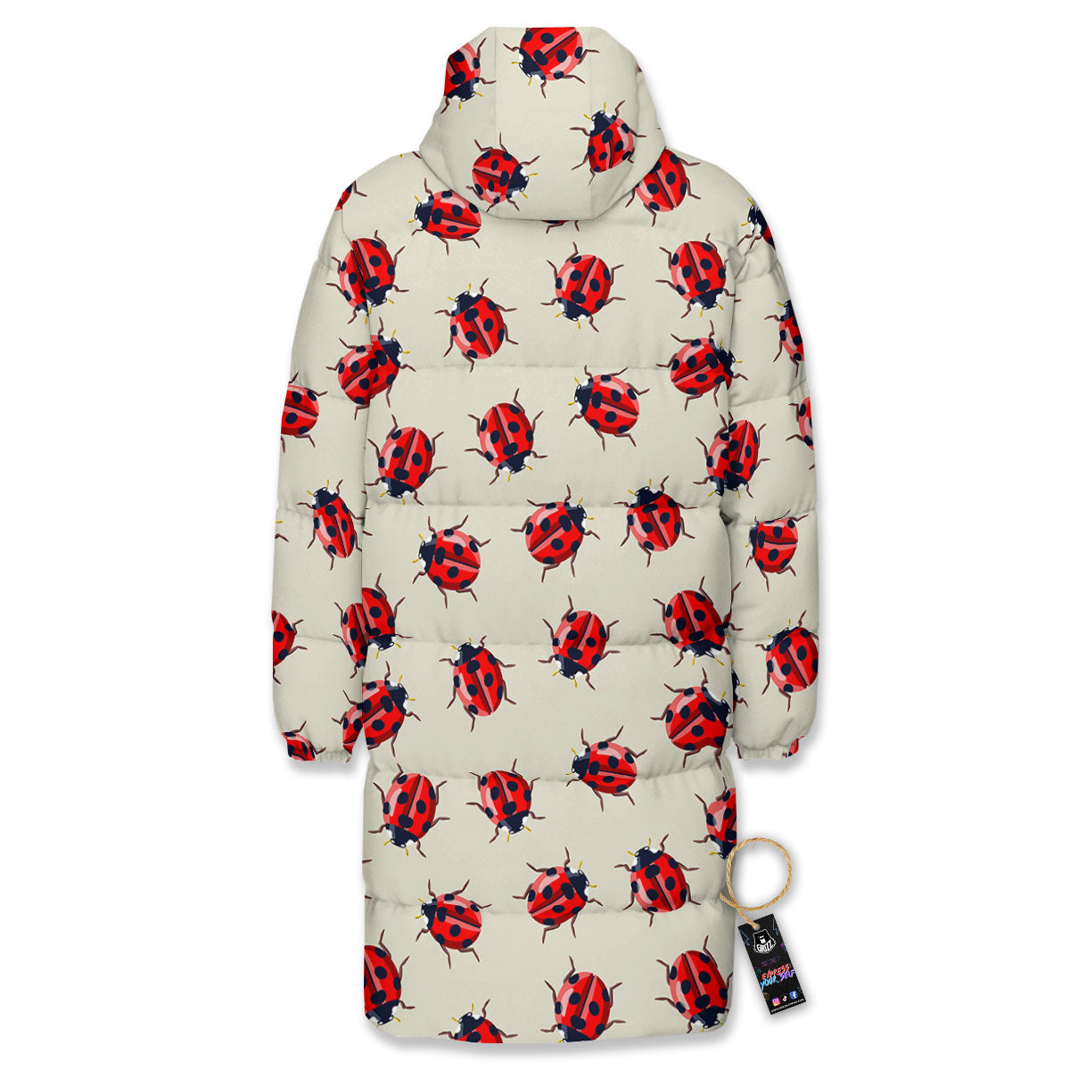 Ladybird Little Print Pattern Long Down Jacket-grizzshop