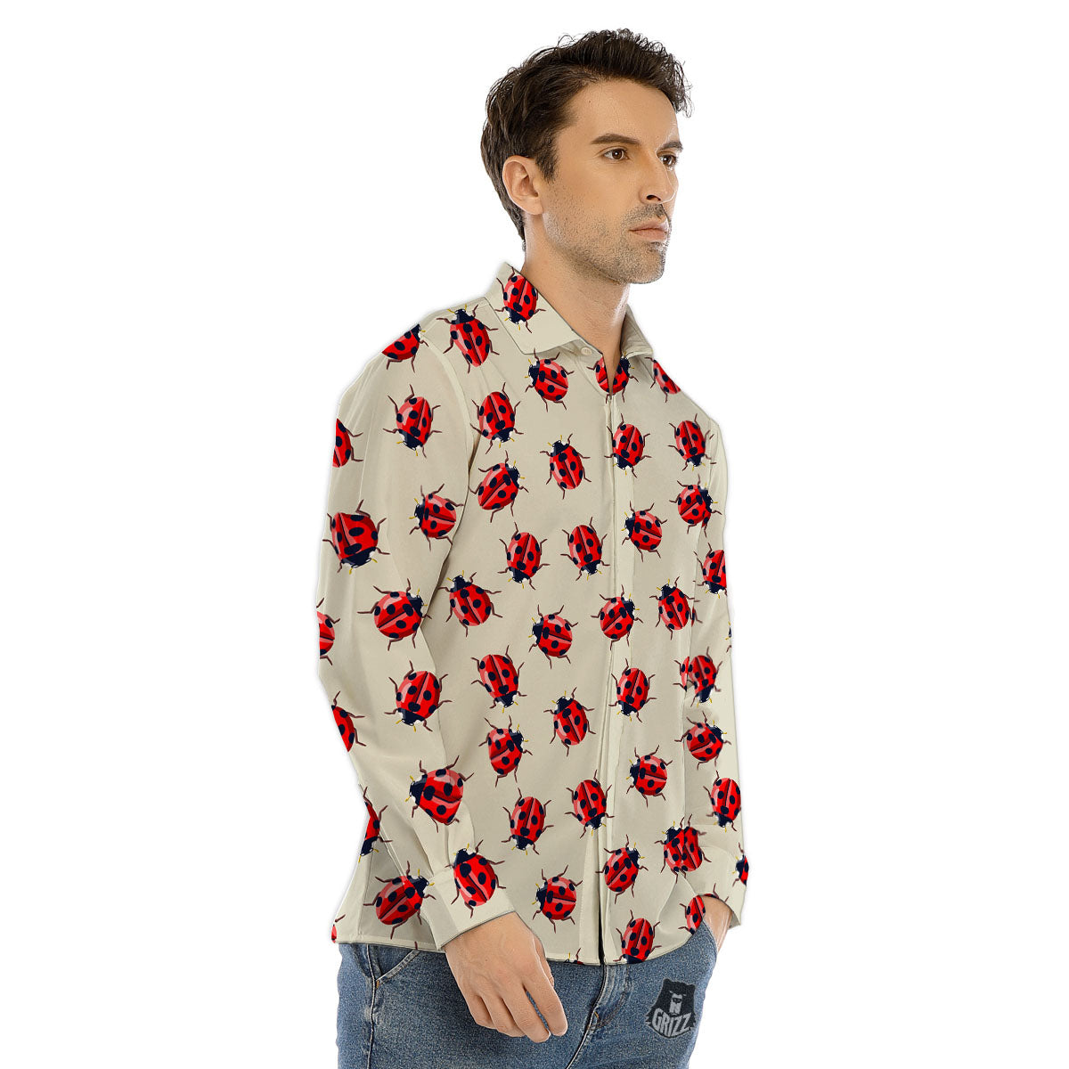 Ladybird Little Print Pattern Men's Dress Shirts-grizzshop