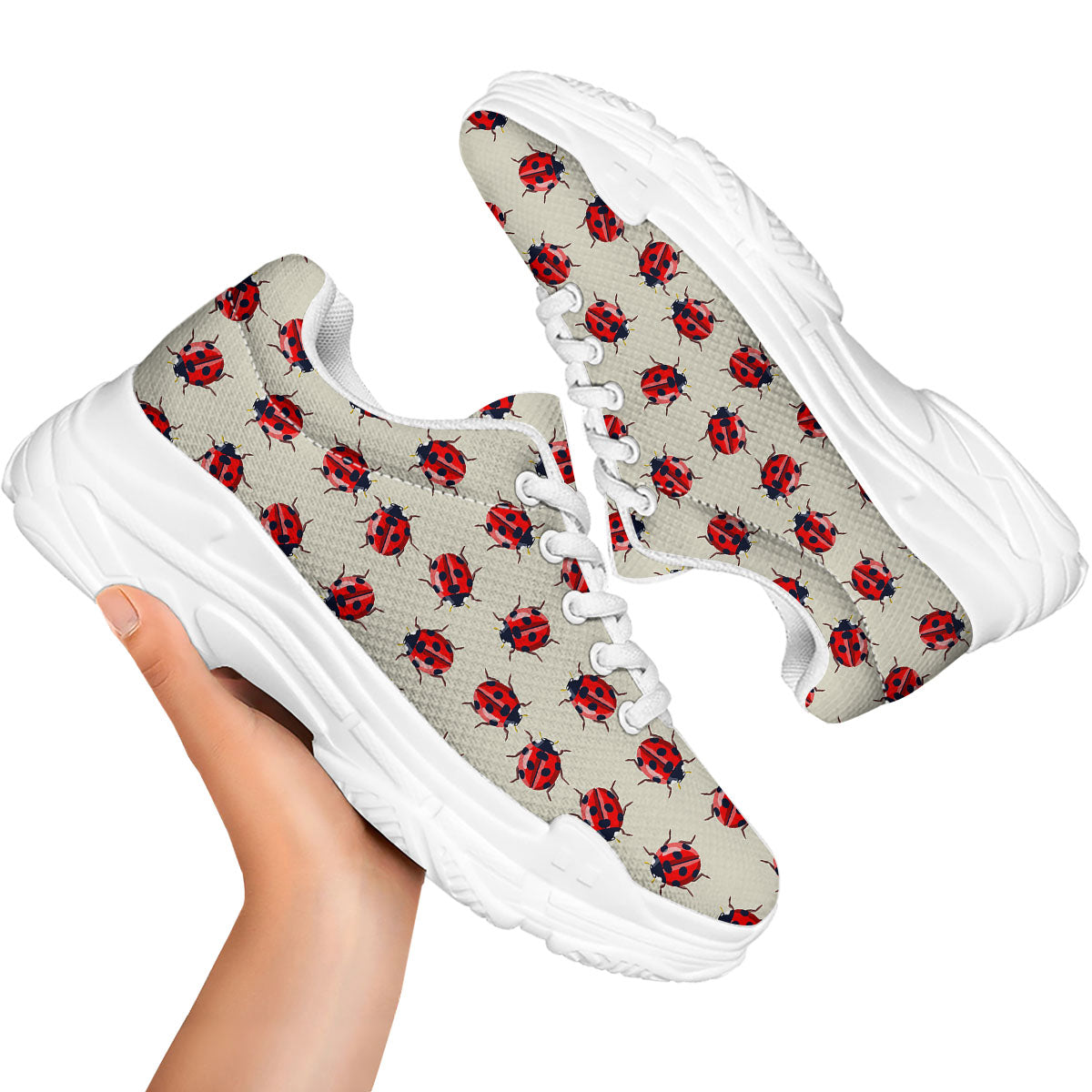 Ladybird Little Print Pattern White Chunky Shoes-grizzshop