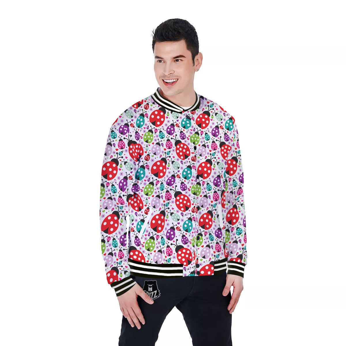 Ladybug Cute Print Pattern Baseball Jacket-grizzshop
