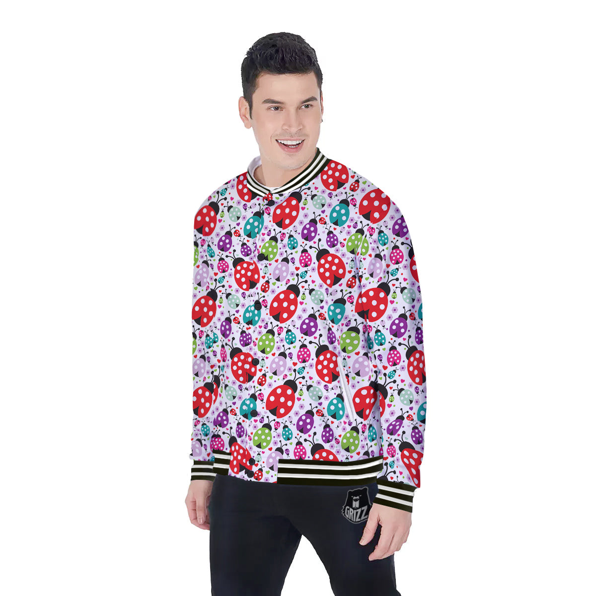 Ladybug Cute Print Pattern Baseball Jacket-grizzshop