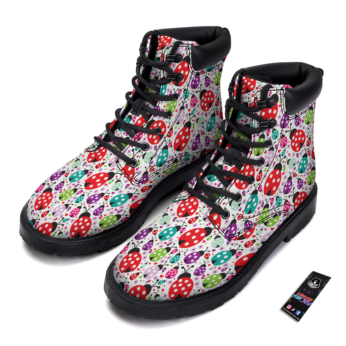 Ladybug Cute Print Pattern Boots-grizzshop