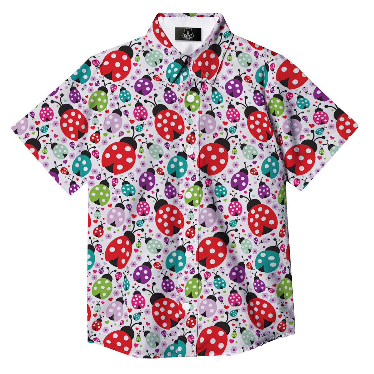 Ladybug Cute Print Pattern Button Up Shirt-grizzshop