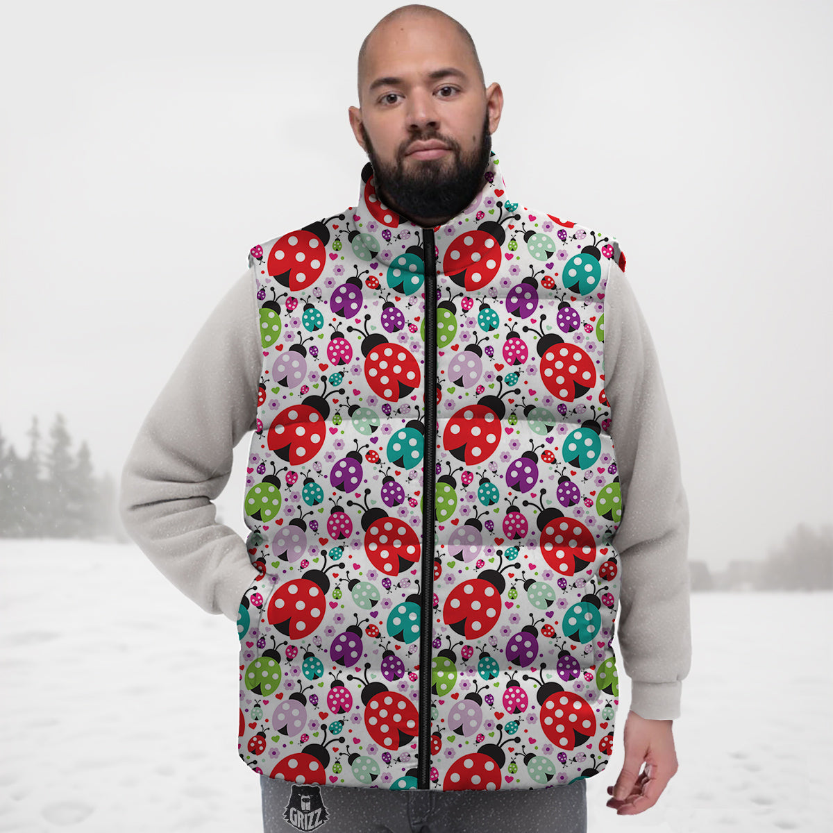 Ladybug Cute Print Pattern Down Vest-grizzshop
