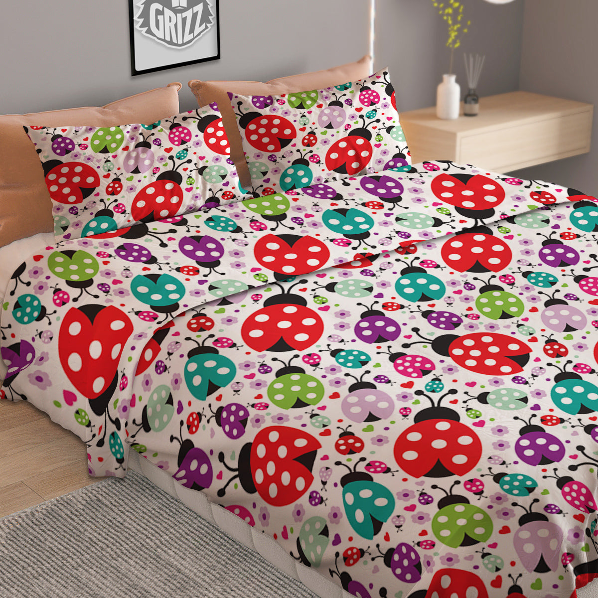 Ladybug Cute Print Pattern Duvet Cover Bedding Set-grizzshop