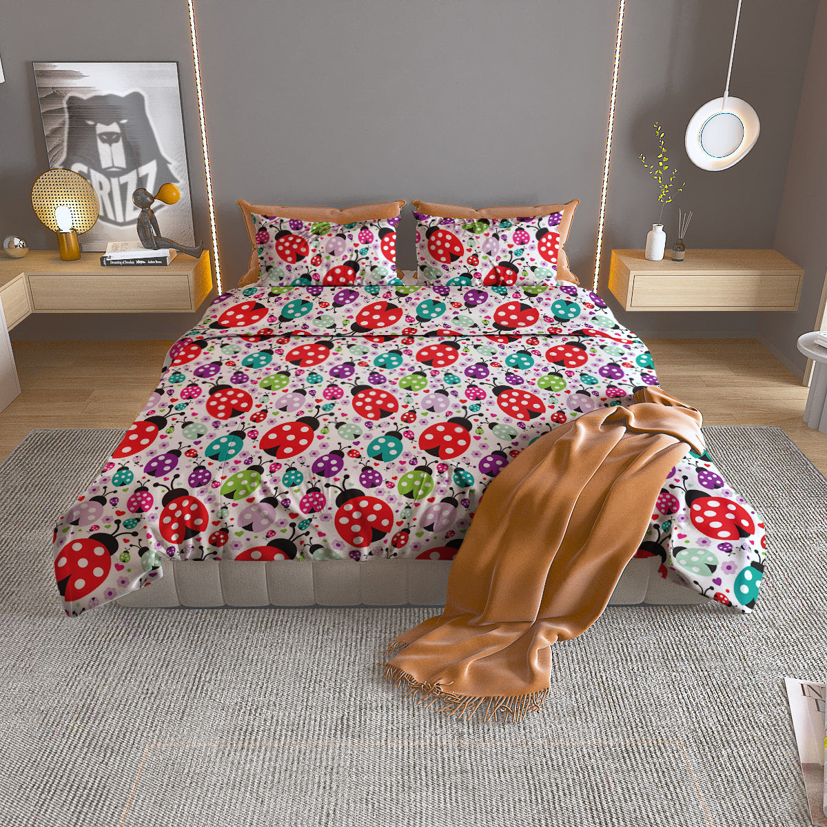 Ladybug Cute Print Pattern Duvet Cover Bedding Set-grizzshop