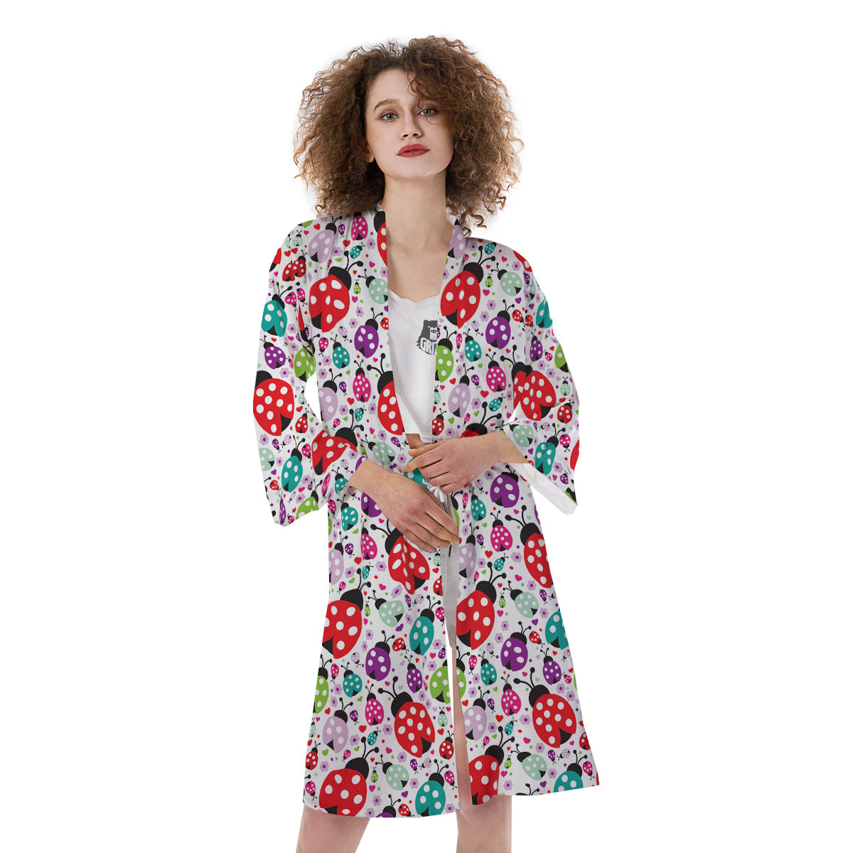 Ladybug Cute Print Pattern Kimono-grizzshop