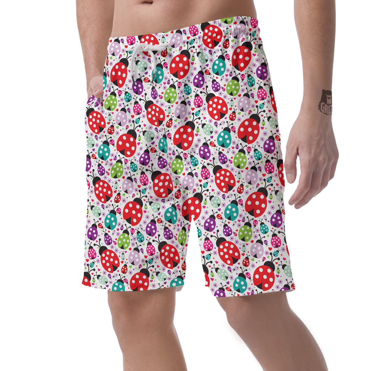 Ladybug Cute Print Pattern Men's Shorts-grizzshop
