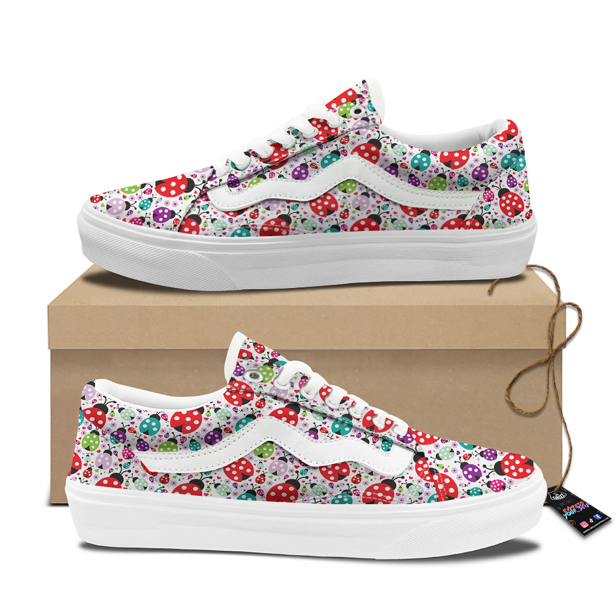 Ladybug Cute Print Pattern Skate Shoes-grizzshop