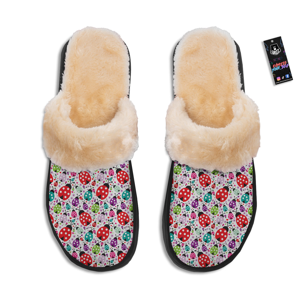 Ladybug Cute Print Pattern Slippers-grizzshop