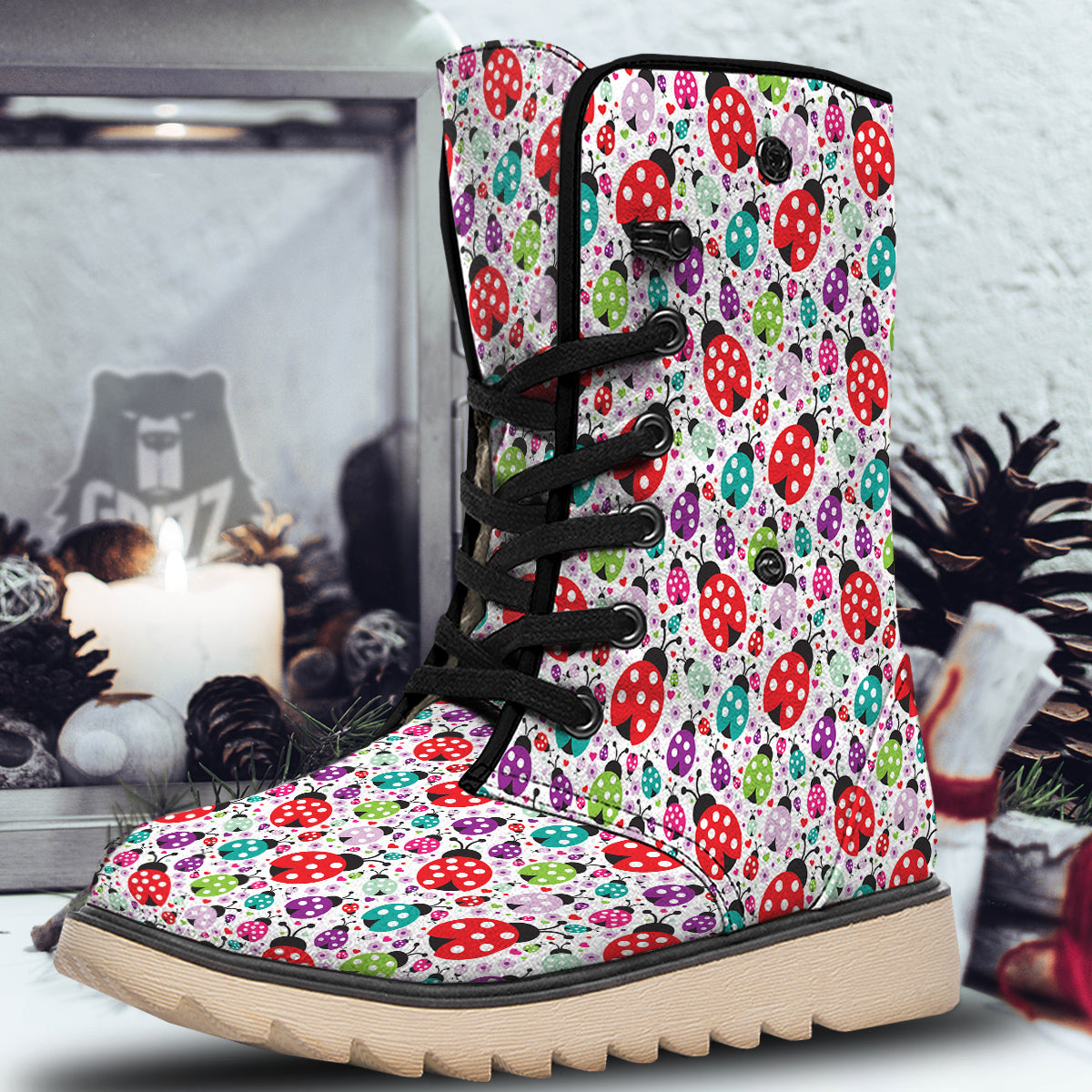 Ladybug Cute Print Pattern Snow Boots-grizzshop