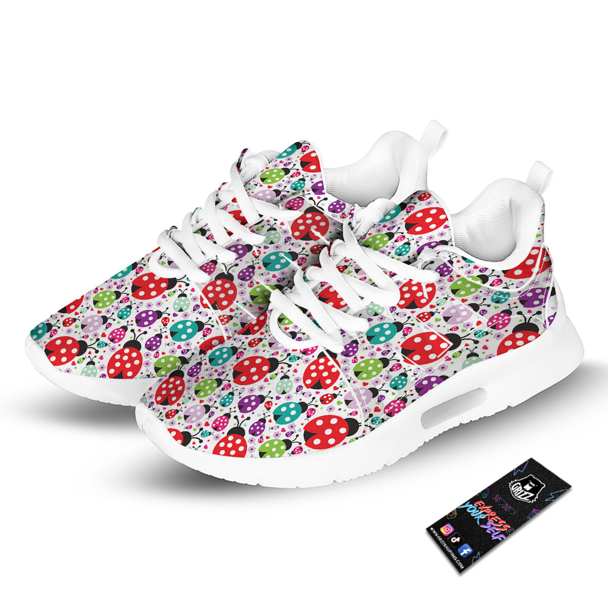 Ladybug Cute Print Pattern Tennis Shoes-grizzshop