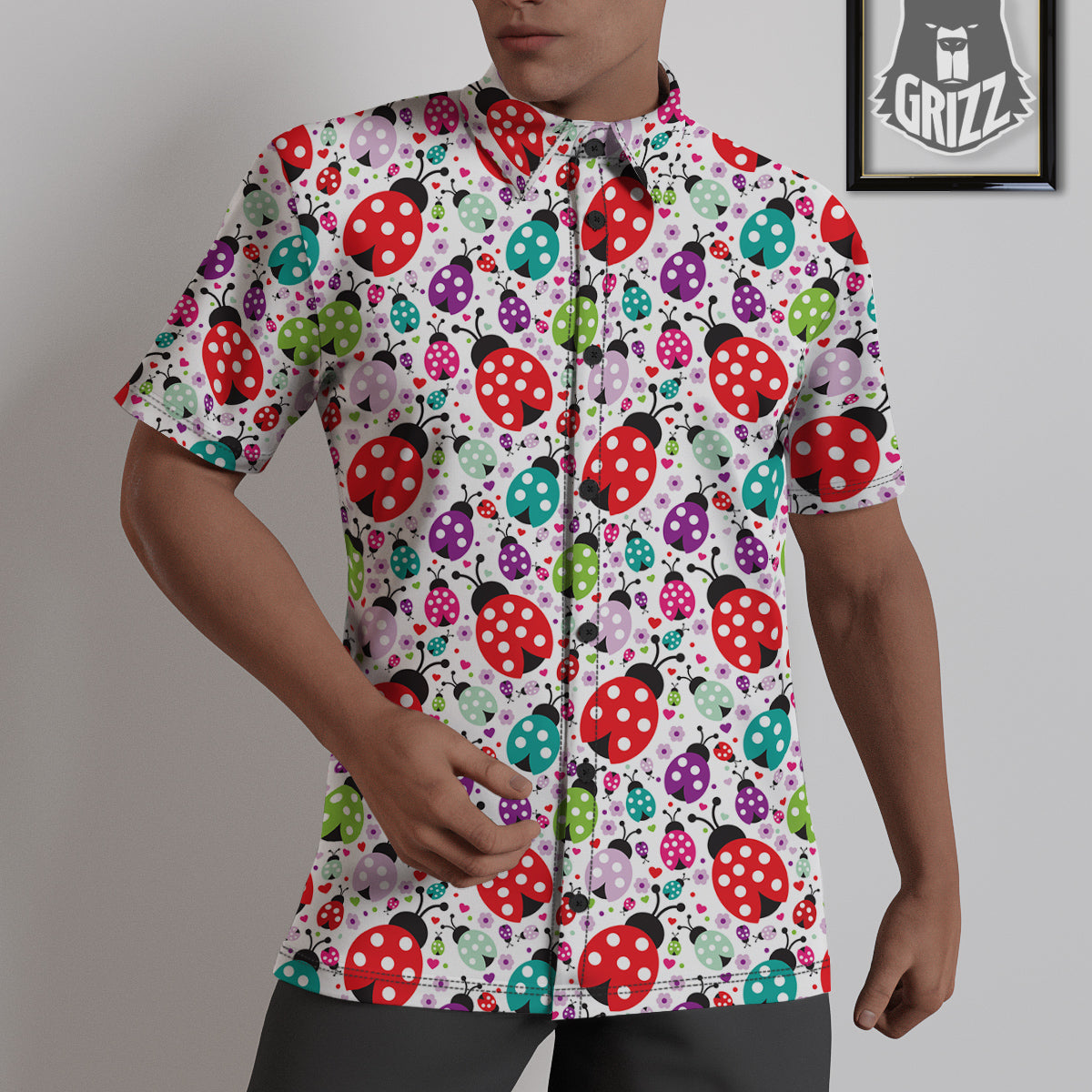 Ladybug Cute Print Pattern Untucked Shirts-grizzshop