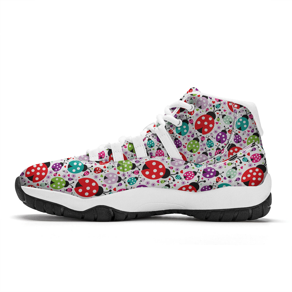 Ladybug Cute Print Pattern White Bball Shoes-grizzshop