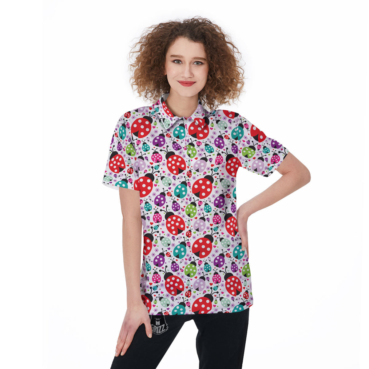 Ladybug Cute Print Pattern Women's Golf Shirts-grizzshop