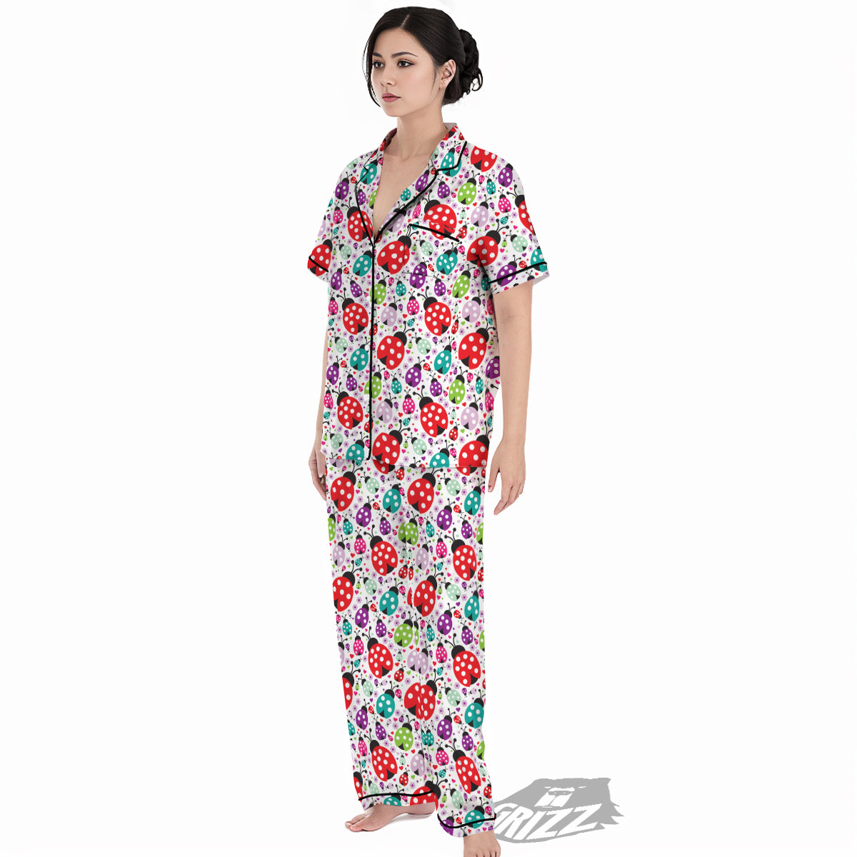 Ladybug Cute Print Pattern Women's Pajamas Set-grizzshop