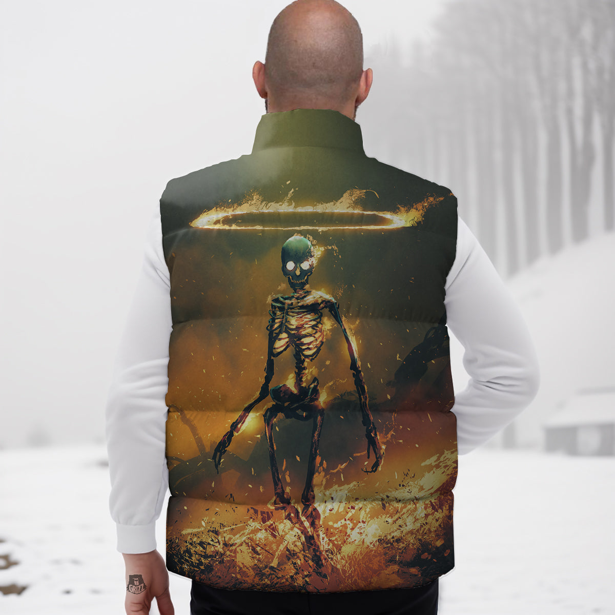 Ladybug Daisy Pattern Print Down Vest-grizzshop