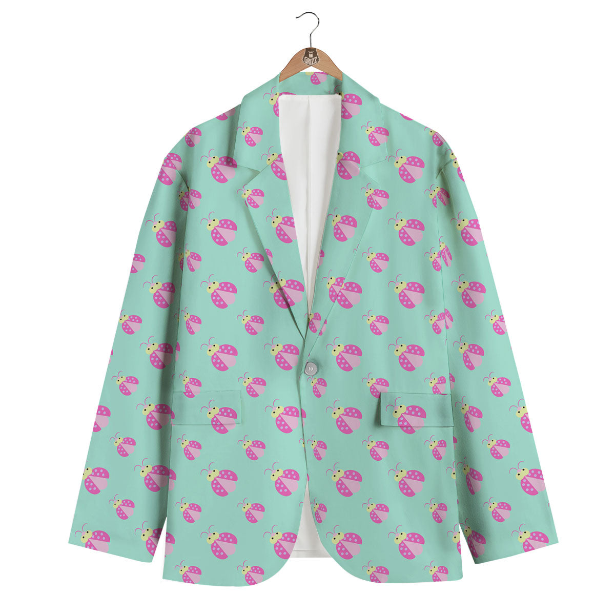Ladybug Pink Print Pattern Men's Blazer-grizzshop