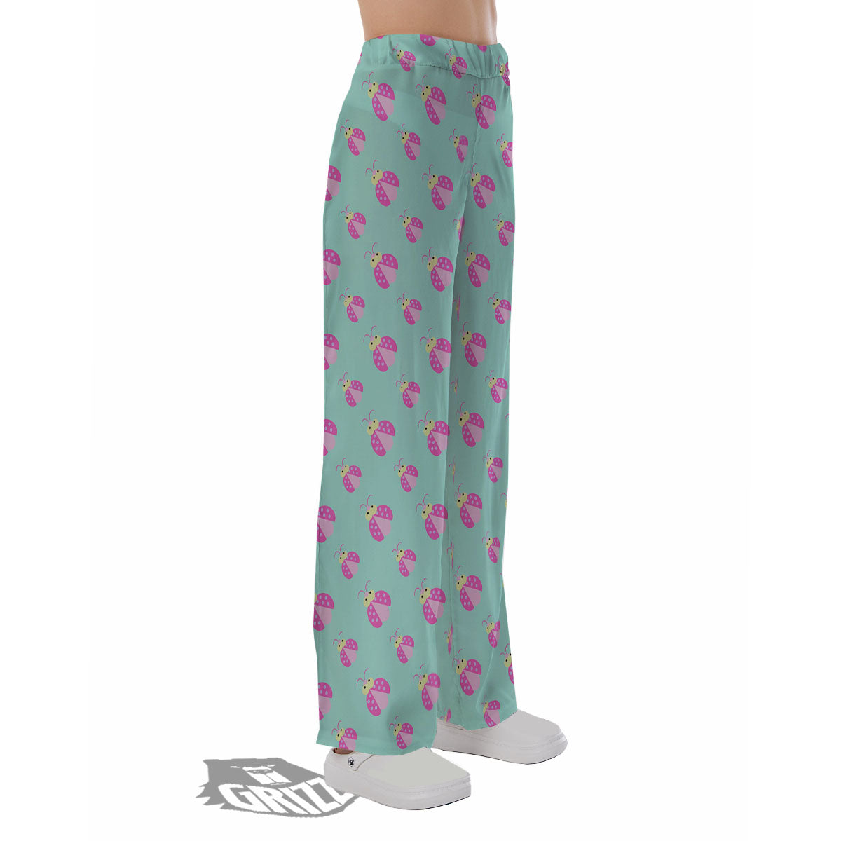 Ladybug Pink Print Pattern Pajama Pants-grizzshop