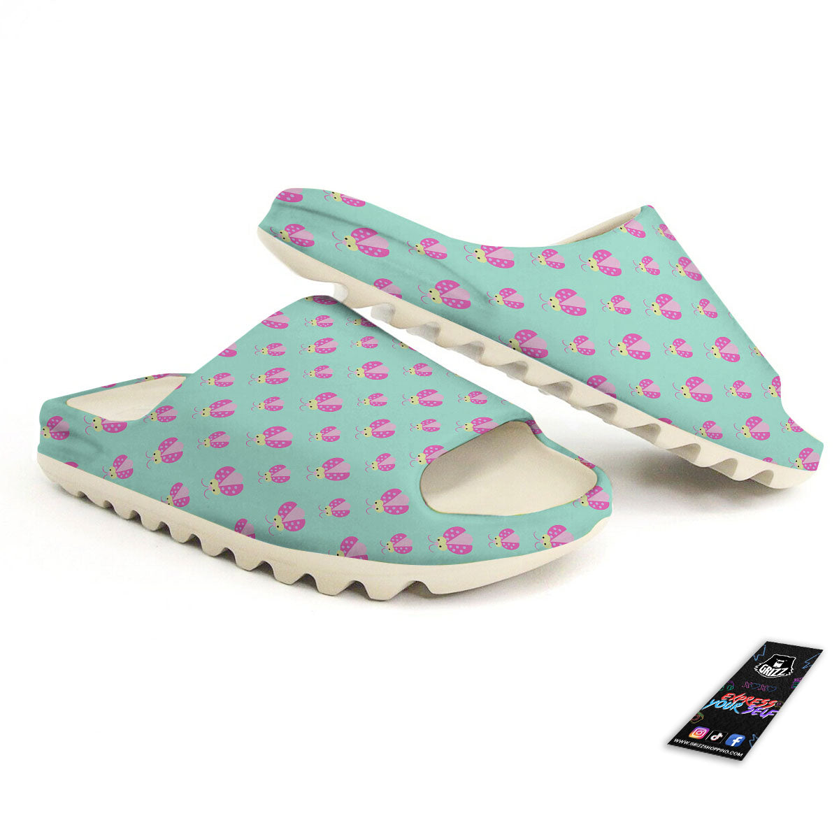 Ladybug Pink Print Pattern Sandals-grizzshop