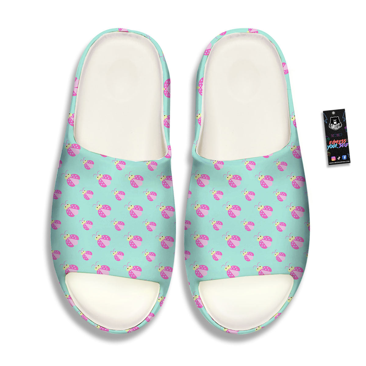 Ladybug Pink Print Pattern Sandals-grizzshop