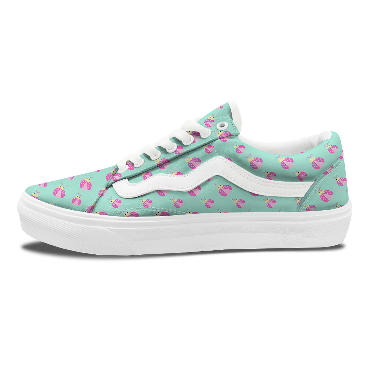 Ladybug Pink Print Pattern Skate Shoes-grizzshop