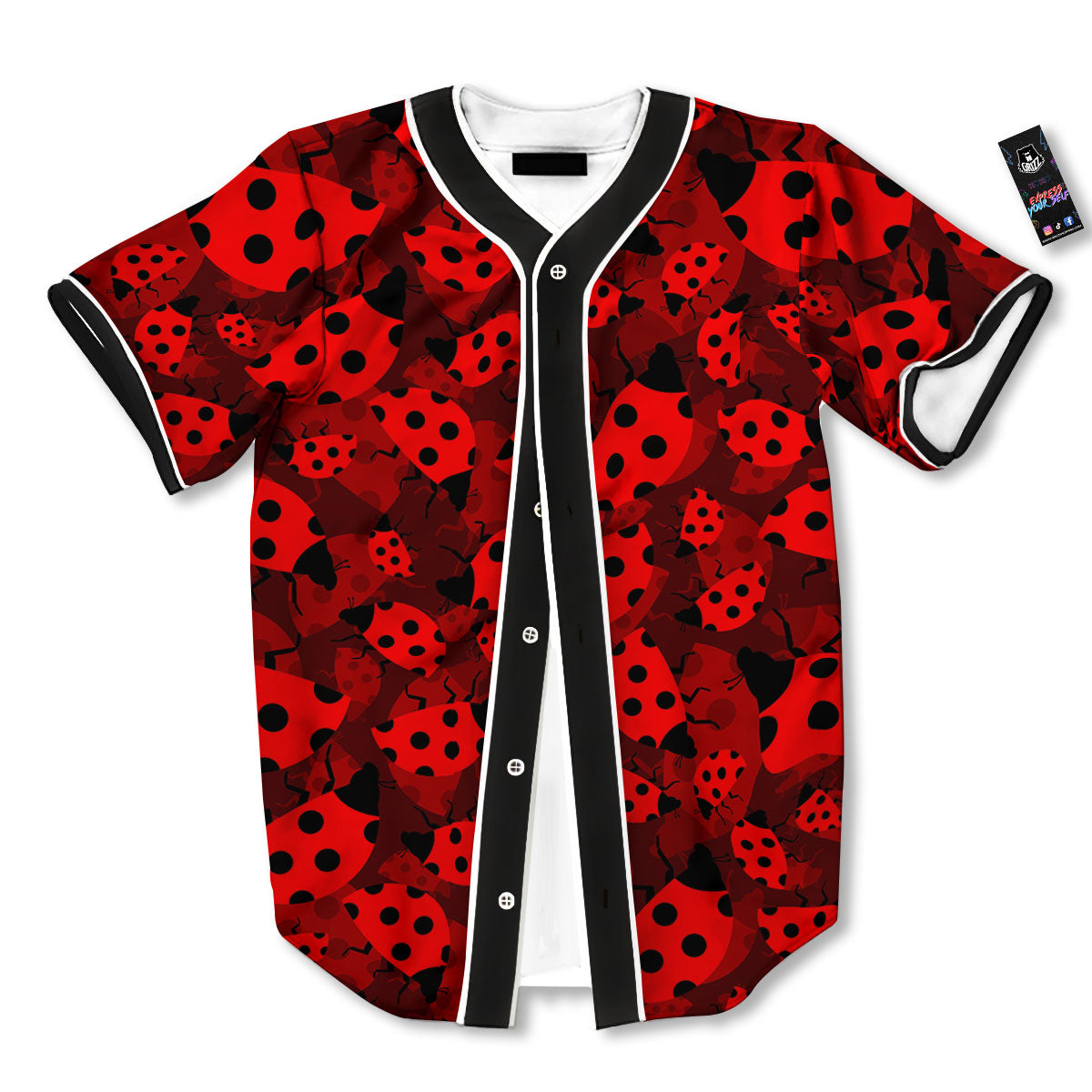Ladybug Red Print Pattern Baseball Jersey-grizzshop