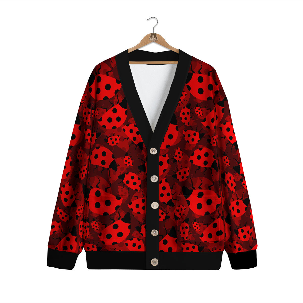 Ladybug Red Print Pattern Cardigan-grizzshop