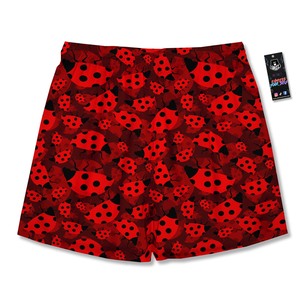 Ladybug Red Print Pattern Men's Running Shorts-grizzshop