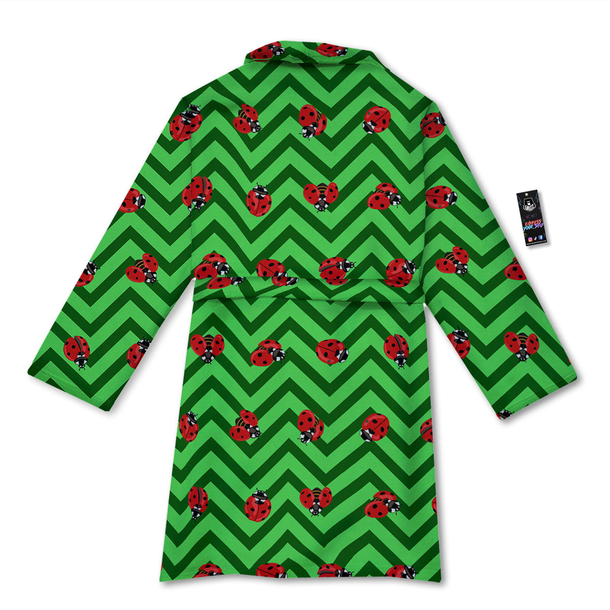 Ladybug Zigzag Green Pattern Bathrobe-grizzshop