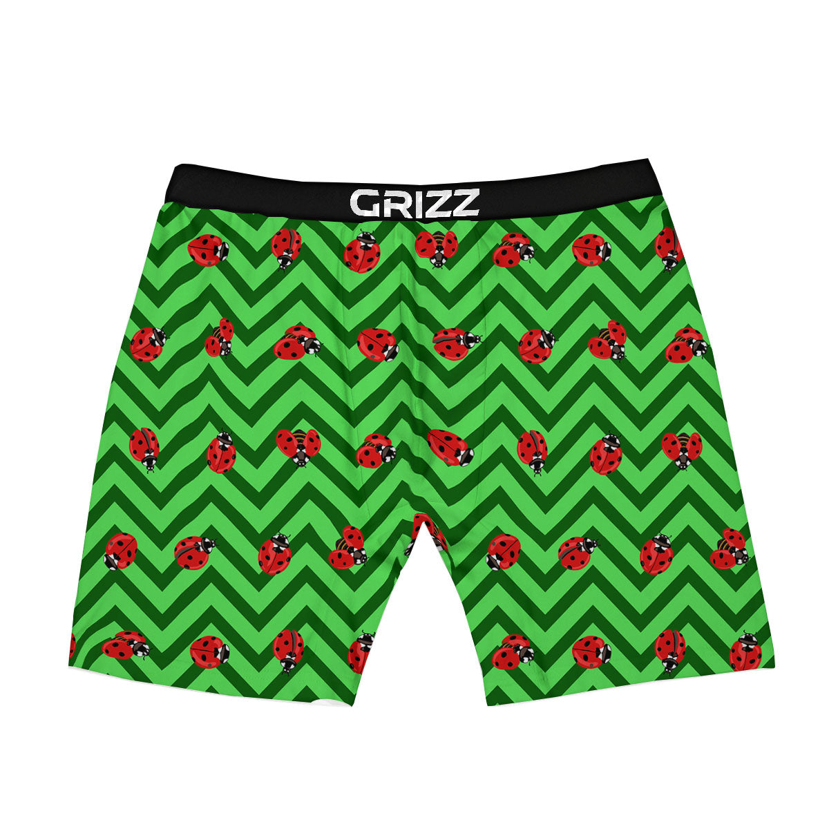 Ladybug Zigzag Green Pattern Boxer Briefs-grizzshop