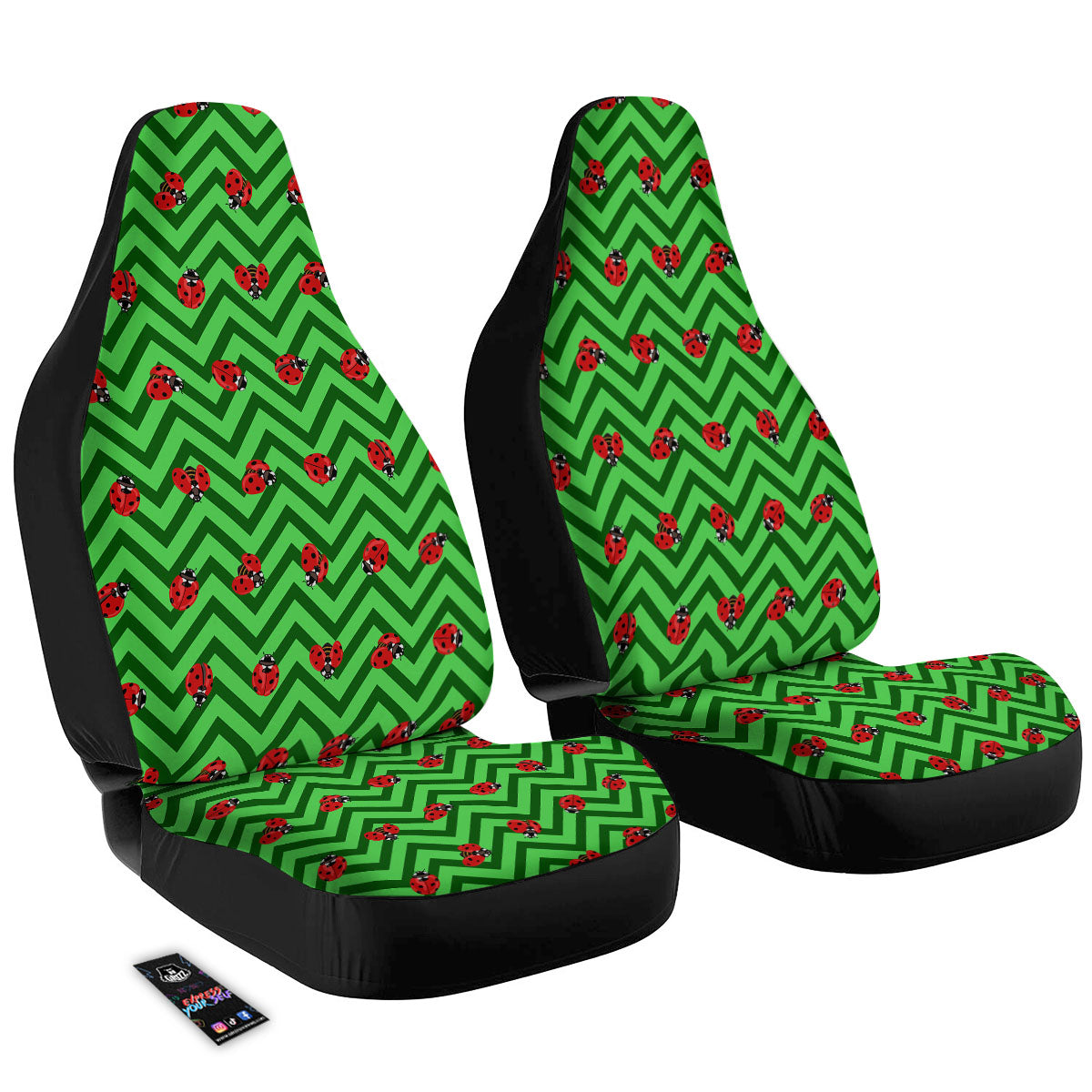 Ladybug Zigzag Green Pattern Car Seat Covers-grizzshop