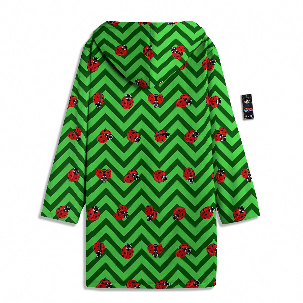 Ladybug Zigzag Green Pattern Men's Windbreaker Jacket-grizzshop
