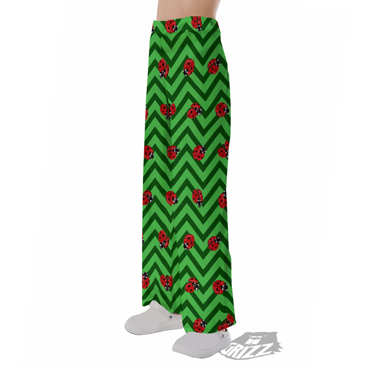 Ladybug Zigzag Green Pattern Pajama Pants-grizzshop