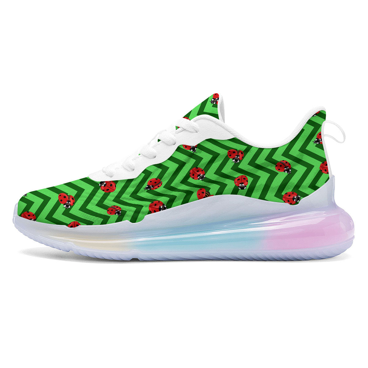 Ladybug Zigzag Green Pattern Running Sneakers-grizzshop