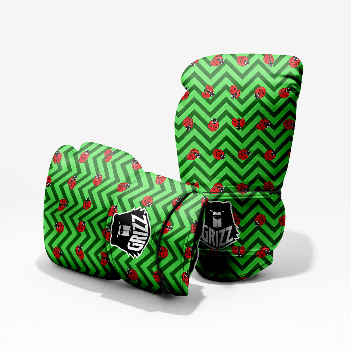 Ladybug Zigzag Green Pattern Sparring Gloves-grizzshop