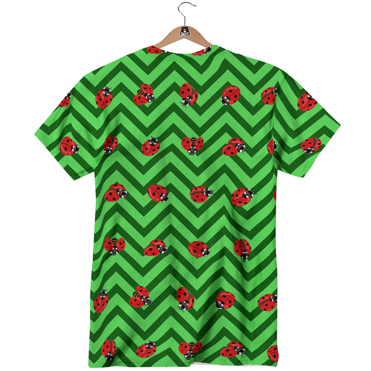 Ladybug Zigzag Green Pattern T-Shirt-grizzshop