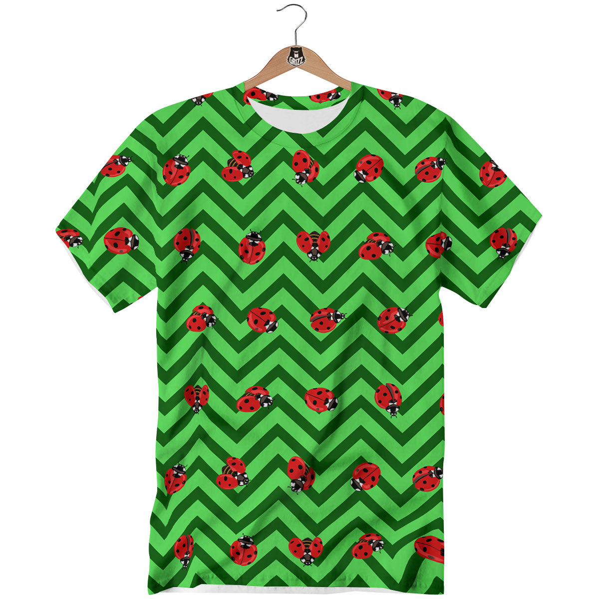 Ladybug Zigzag Green Pattern T-Shirt-grizzshop