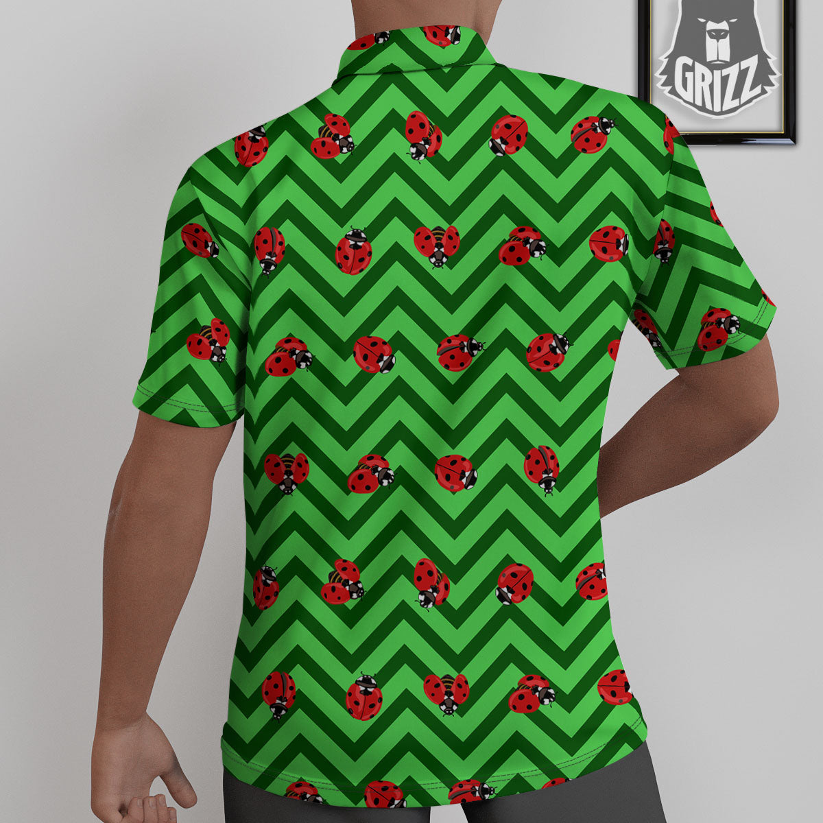 Ladybug Zigzag Green Pattern Untucked Shirts-grizzshop