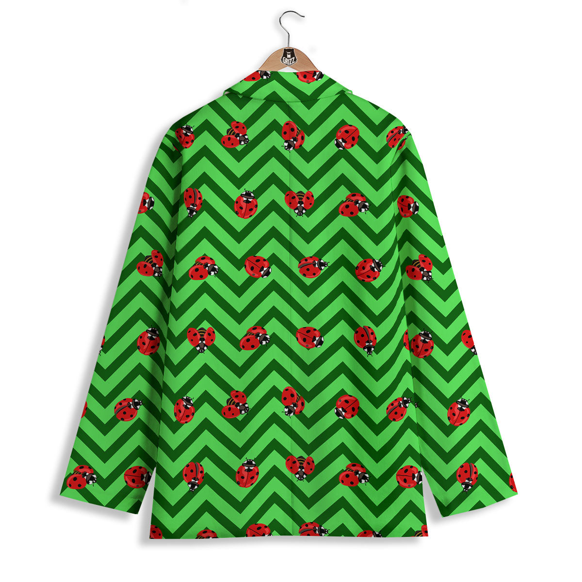 Ladybug Zigzag Green Pattern Women's Blazer-grizzshop