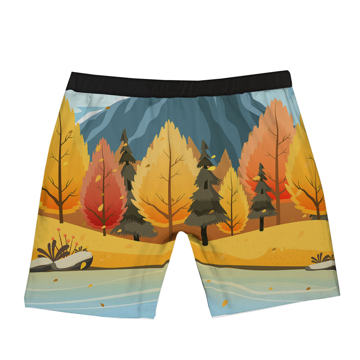 Lake Autumn Print Boxer Briefs-grizzshop